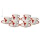 TAZZINE SOLE ROSSO set 6 espresso coffee cups with saucers ceramic authentic handmade Sicily Made in Italy
