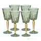 Set of 6 authentic hand-painted stemmed water glasses made of superior quality glass.