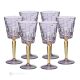 SQUARE Set of 6 authentic hand-painted stemmed water glasses in superior quality glass.