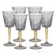 SQUARE Set of 6 authentic hand-painted stemmed water glasses in superior quality glass.