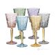 Set of 6 authentic hand-painted stemmed wine glasses made of premium quality glass.