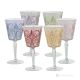 Set of 6 authentic hand-painted stemmed water glasses made of superior quality glass.