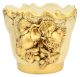 PORTAVASO FRUTTA Cachepot Planter Ceramic Artistic 24k Gold Leaf Handcraft Made in Italy-Cream-Gold